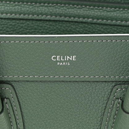 Celine Drummed Calfskin Nano Luggage Celadon 5 of 11