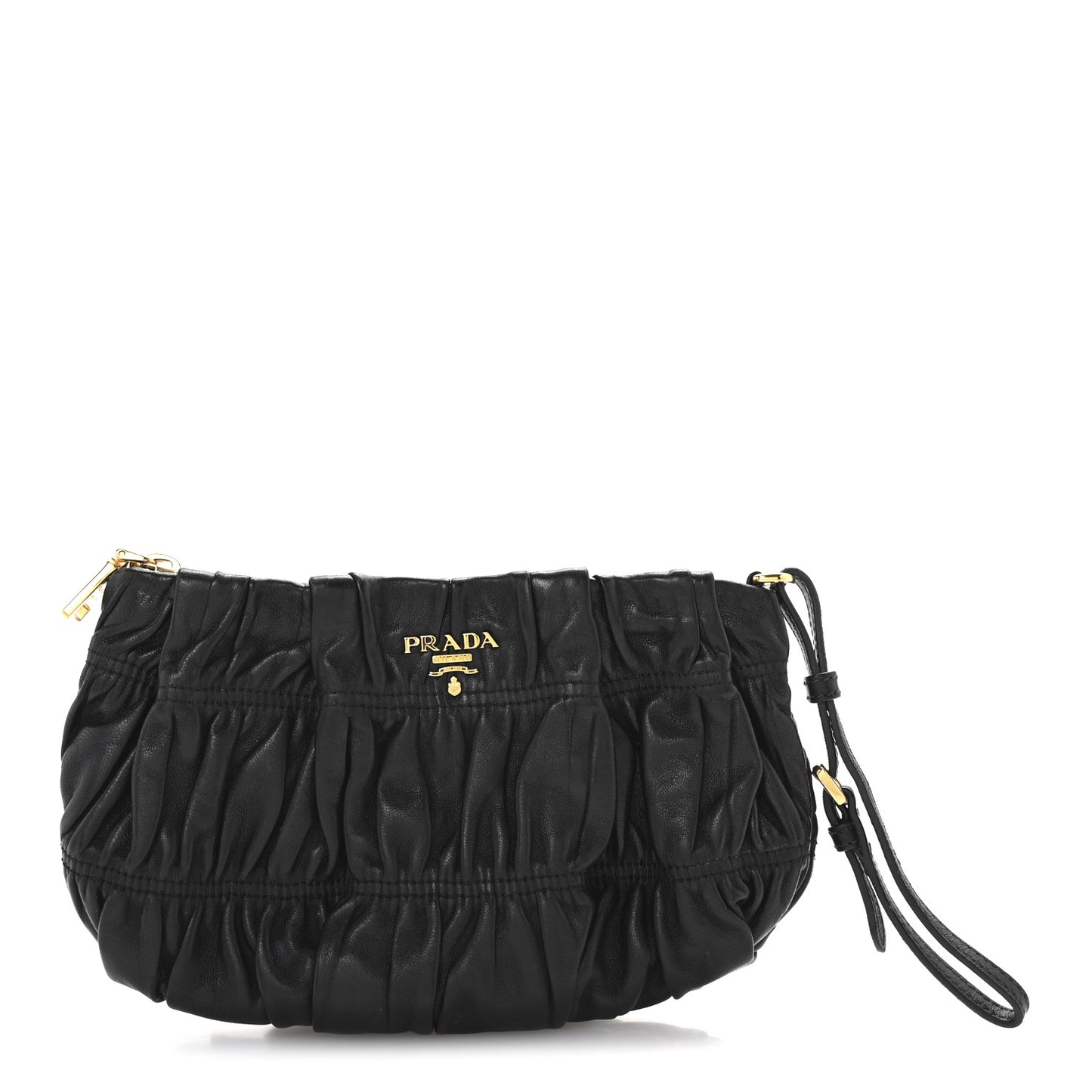 Nappa Gaufre Wristlet Clutch Black