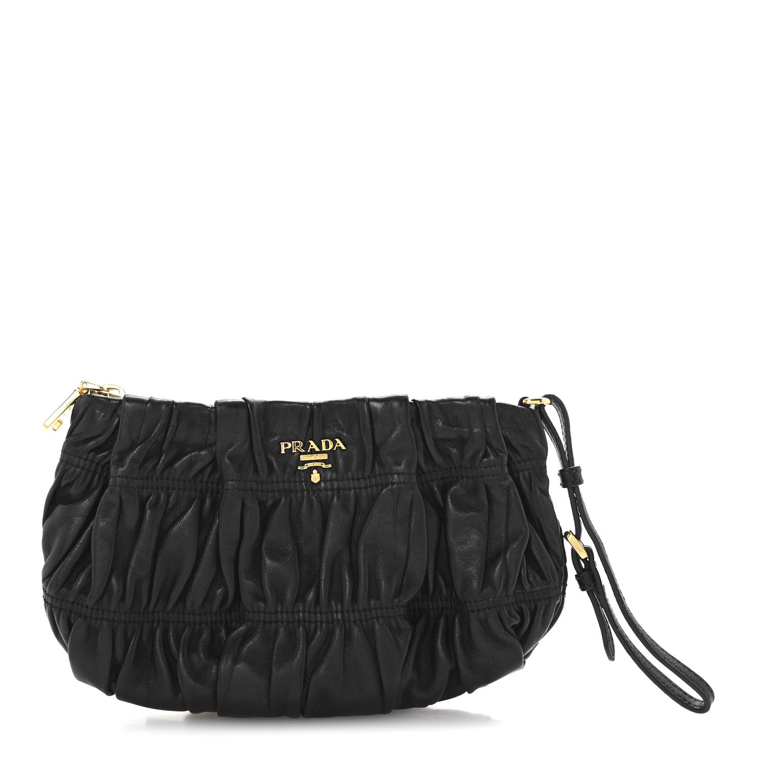 Prada Nappa Gaufre Wristlet Clutch Black 1 of 6