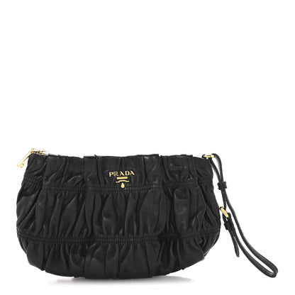 Prada Nappa Gaufre Wristlet Clutch Black 1 of 6