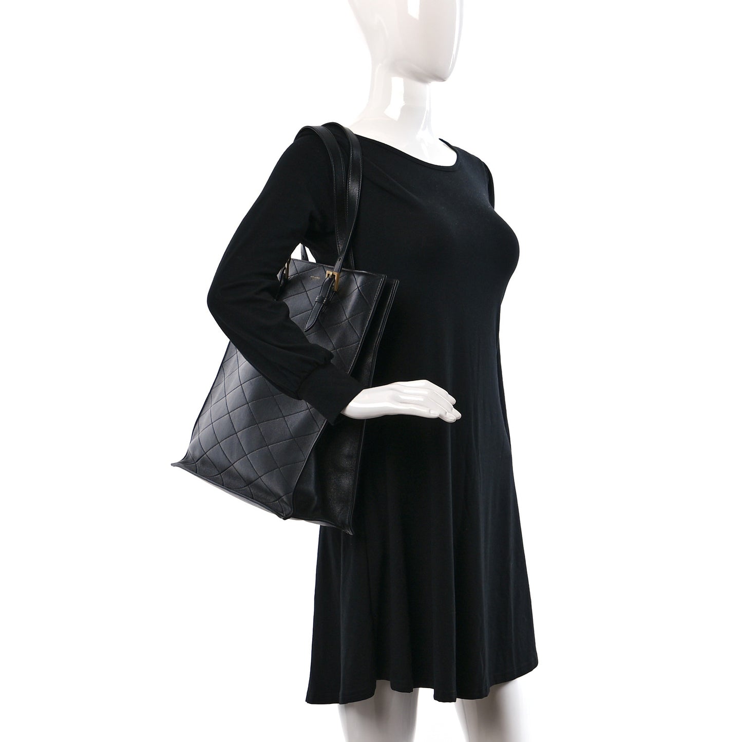 Lambskin Quilted Sade Puffer Tote Black