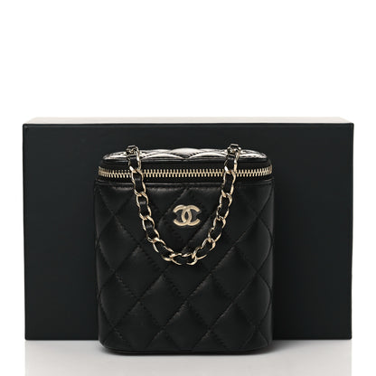 Chanel Lambskin Quilted Small Vertical Coco Beauty Vanity Case With Chain Black 10 of 10
