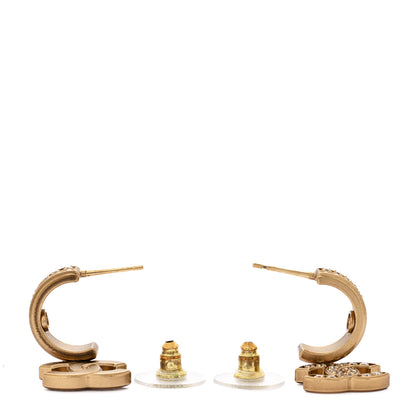 Chanel Crystal Pearl CC Hoop Drop Earrings Gold 3 of 4