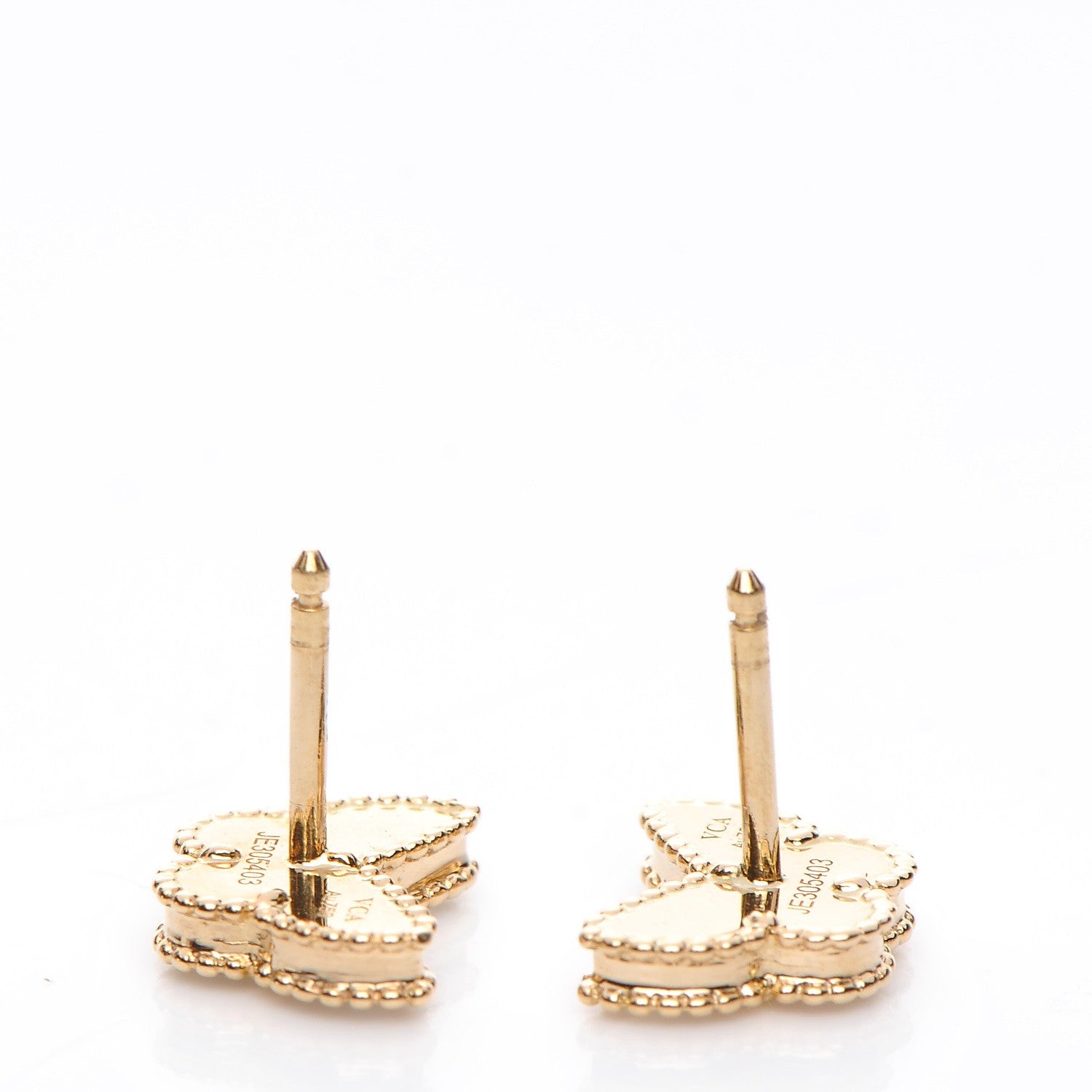 Van Cleef & Arpels 18K Yellow Gold Mother of Pearl Sweet Alhambra Butterfly Earrings 3 of 7