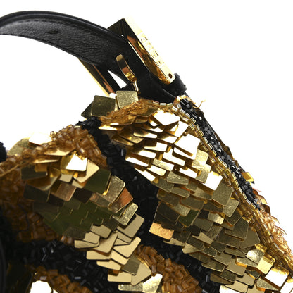 Fendi Sequin Beaded Baguette Gold Brown 10 of 10
