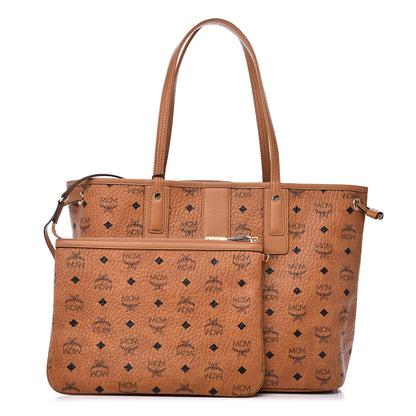 MCM Visetos Medium Liz Reversible Shopper Tote Cognac 1 of 15