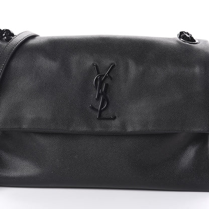 Saint Laurent Grain De Poudre Medium West Hollywood Monogram Fold-Over Black 7 of 9