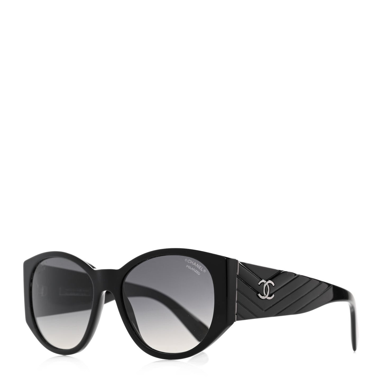 Acetate Polarized Oval Sunglasses 5411-A Black