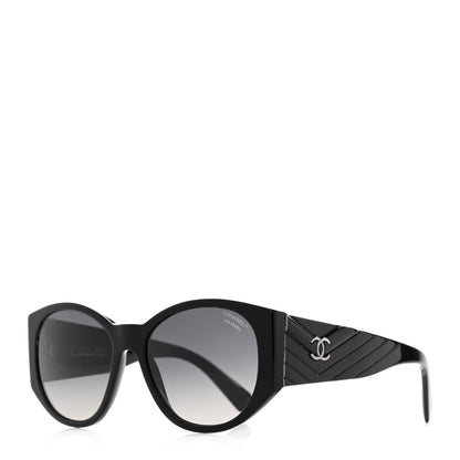 Chanel Acetate Polarized Oval Sunglasses 5411-A Black 1 of 8