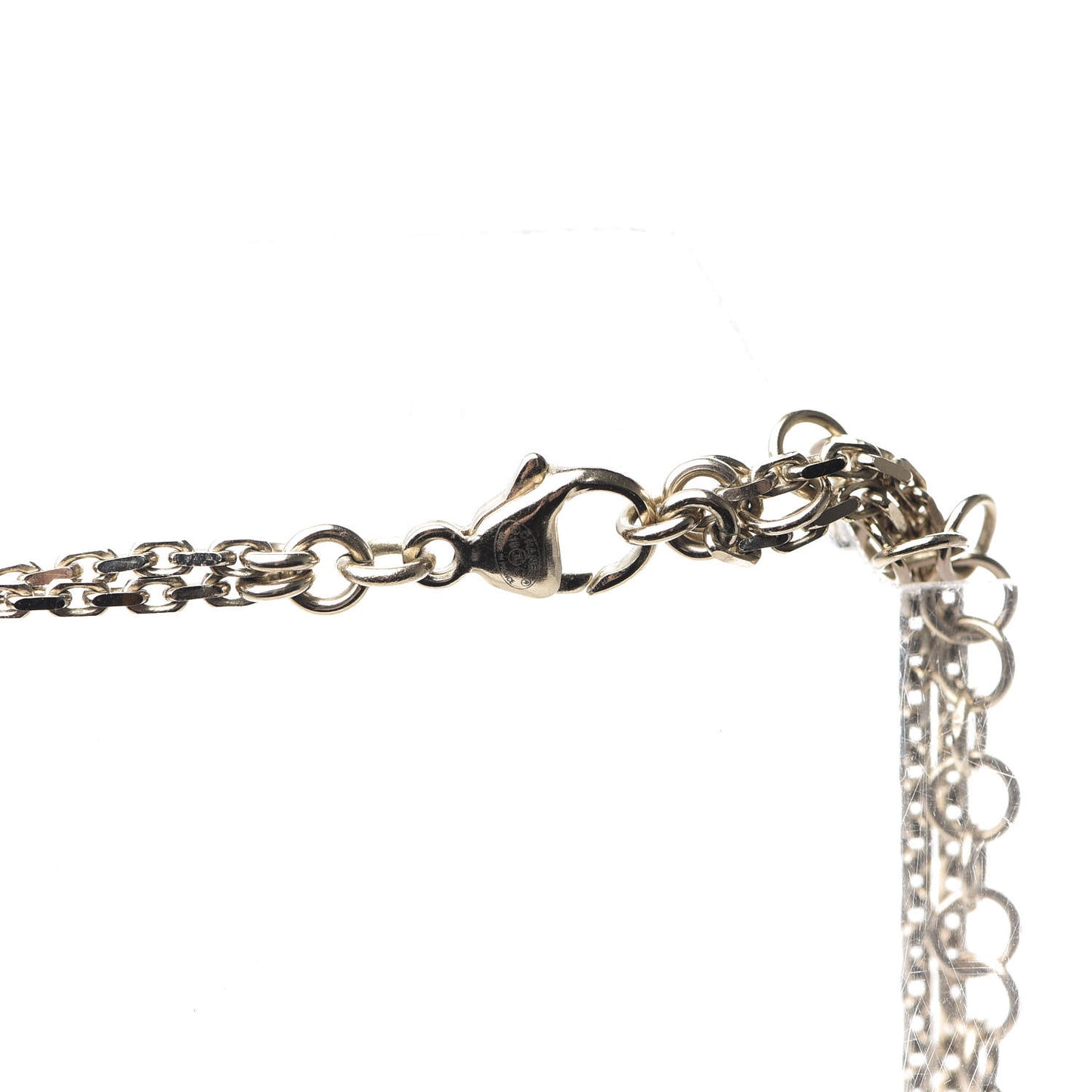 Crystal Pearl CC Long Multistrand Necklace Light Gold