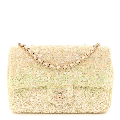 Chanel Shaded Sequin Mini Flap Light Green White Ecru 1 of 12