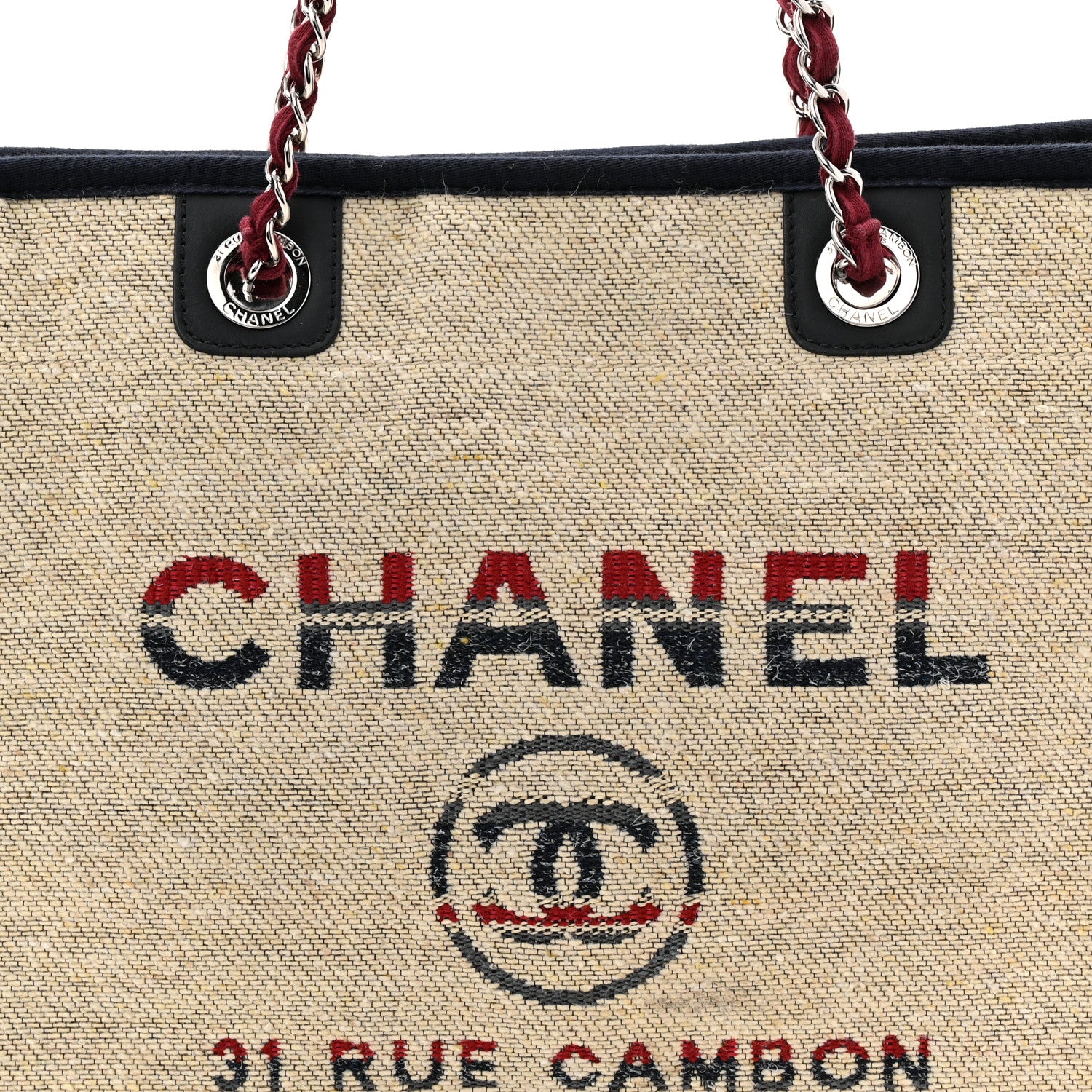 Chanel Striped Canvas Small Deauville Tote Beige 8 of 10