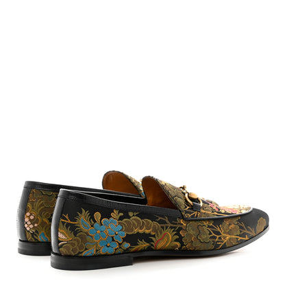 Gucci Jacquard Horsebit Artichoke Flower Mens Jordaan Loafers 7 Black Multicolor 4 of 9