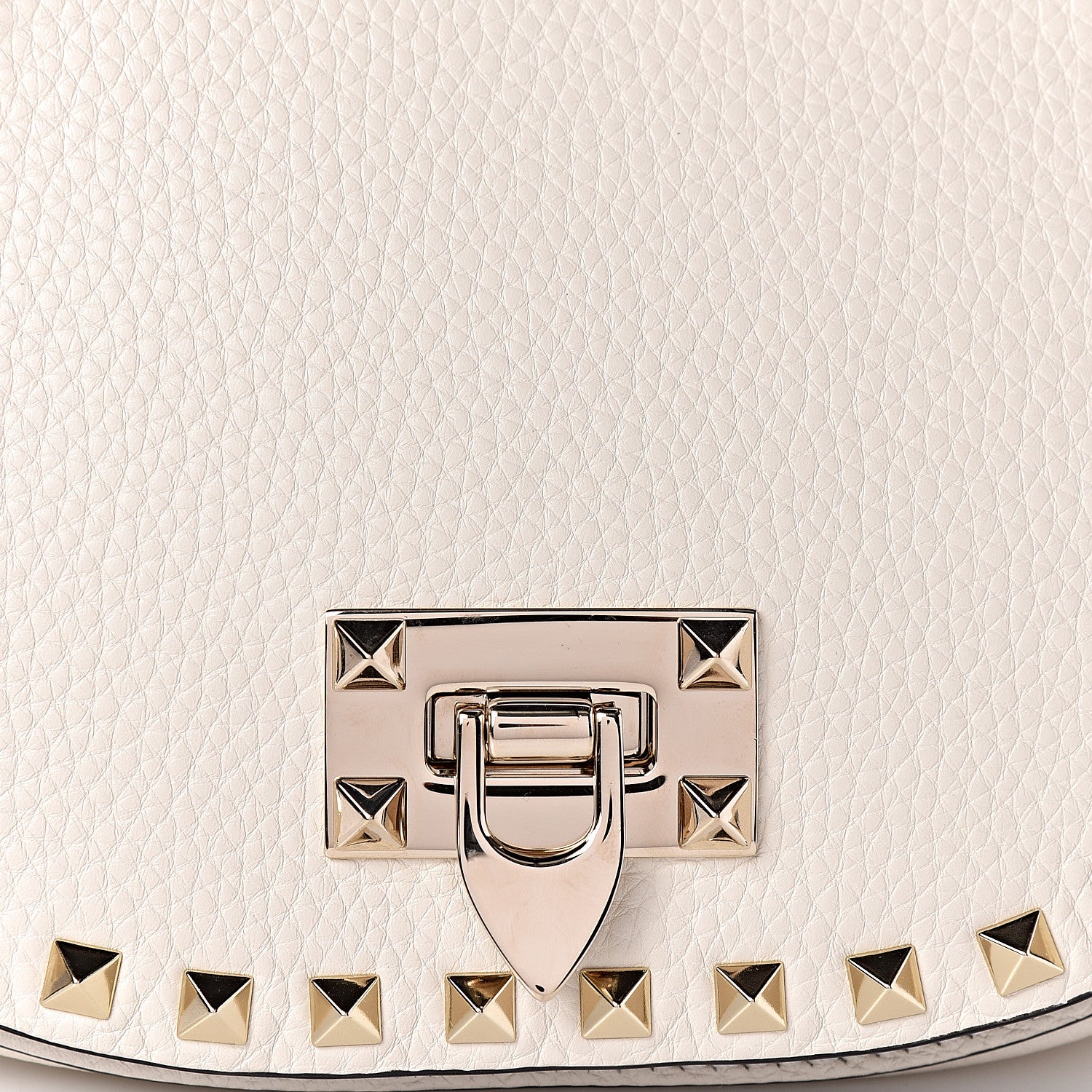 Valentino Garavani Grained Calfskin Rockstud Saddle Bag Light Ivory 9 of 10