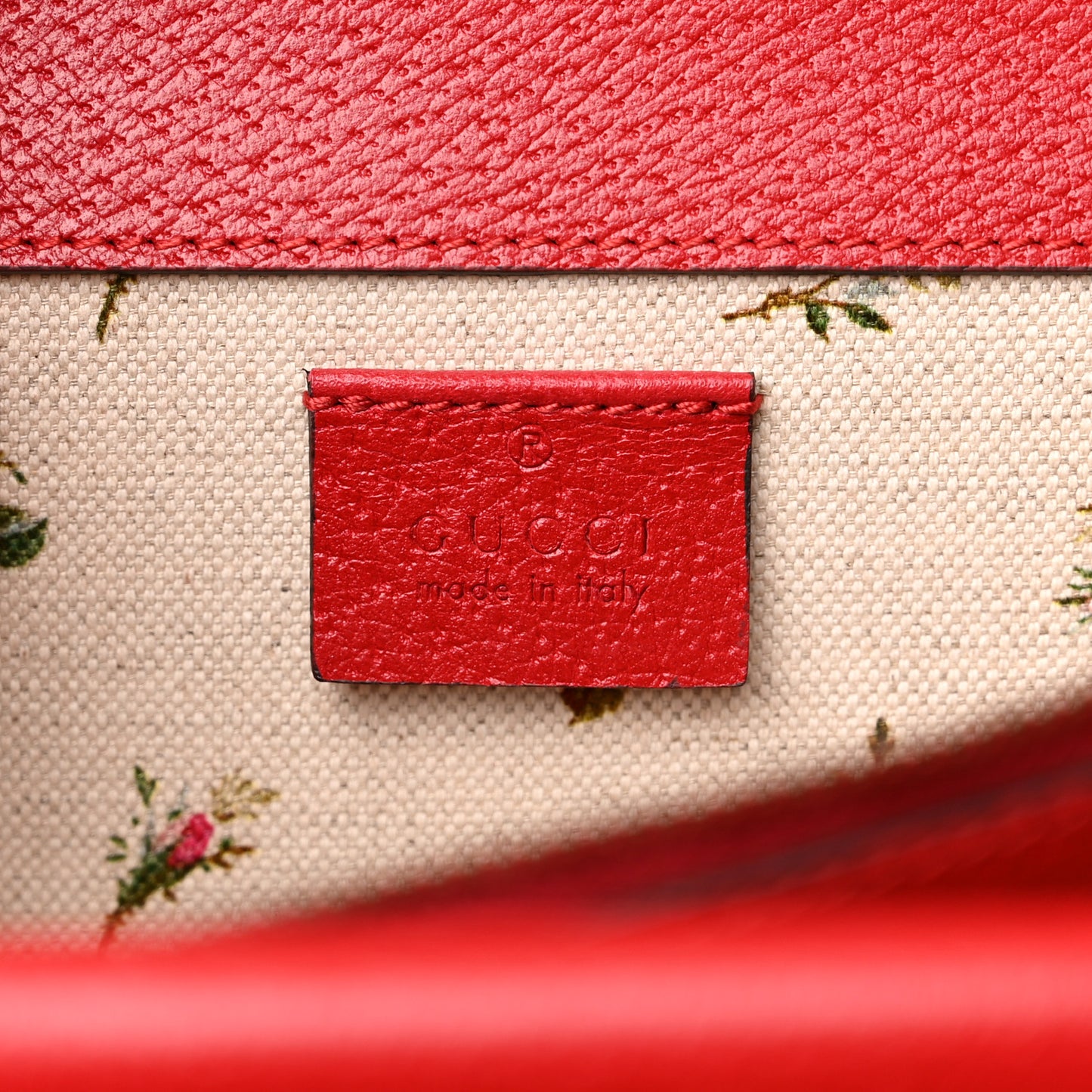 Calfskin Web Floral Embroidered Small Dionysus Shoulder Bag Hibiscus Red