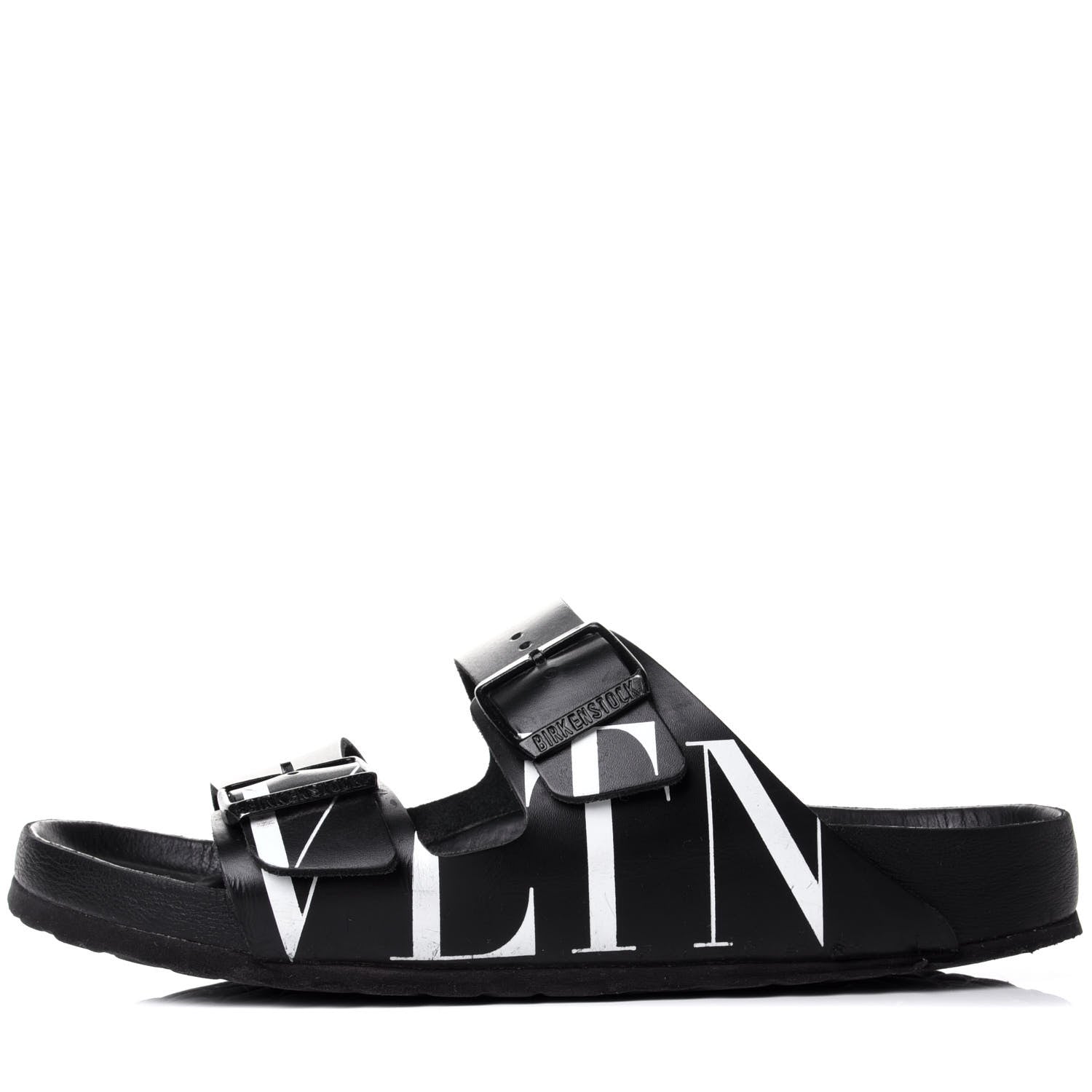 Valentino Garavani Calfskin VLTN Birkenstock Slide Sandals 40 Black 1 of 8