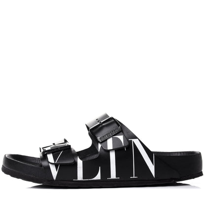 Valentino Garavani Calfskin VLTN Birkenstock Slide Sandals 40 Black 1 of 8