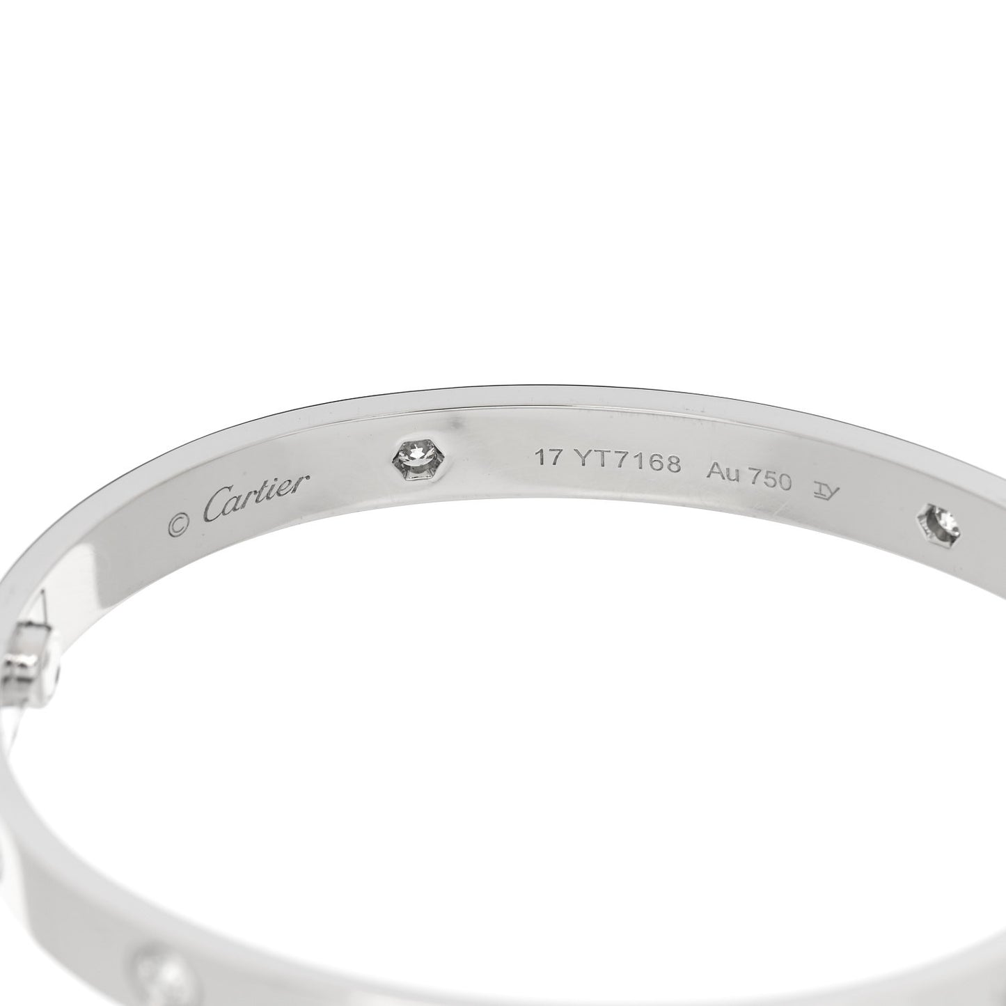 18K White Gold 4 Diamond Love Bracelet 17