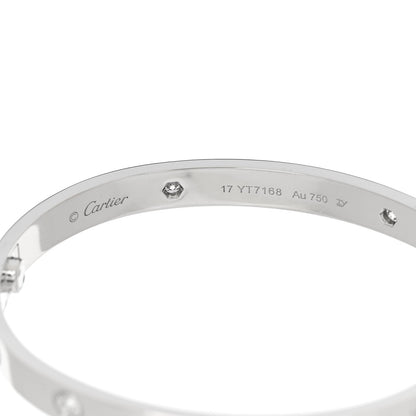 Cartier 18K White Gold 4 Diamond Love Bracelet 17 5 of 7