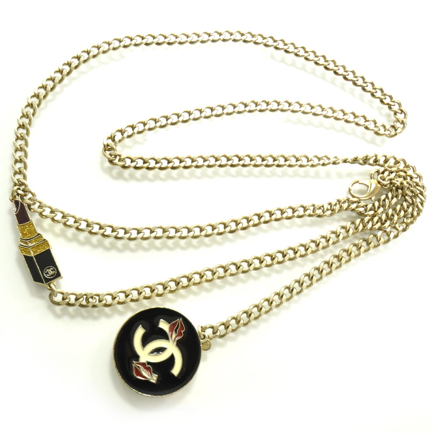 Chanel Lipstick CC Kisses Chain Belt Gold 1 of 8