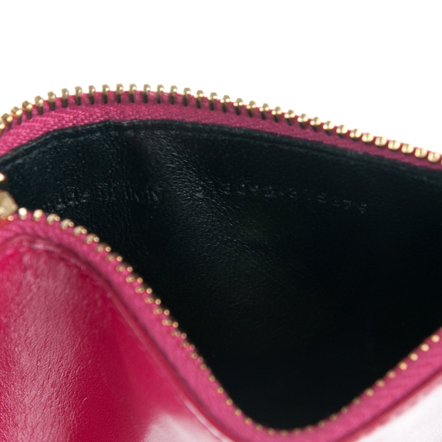 Calfskin 5 Fragments Zip Pouch Card Holder Lipstick Fuchsia