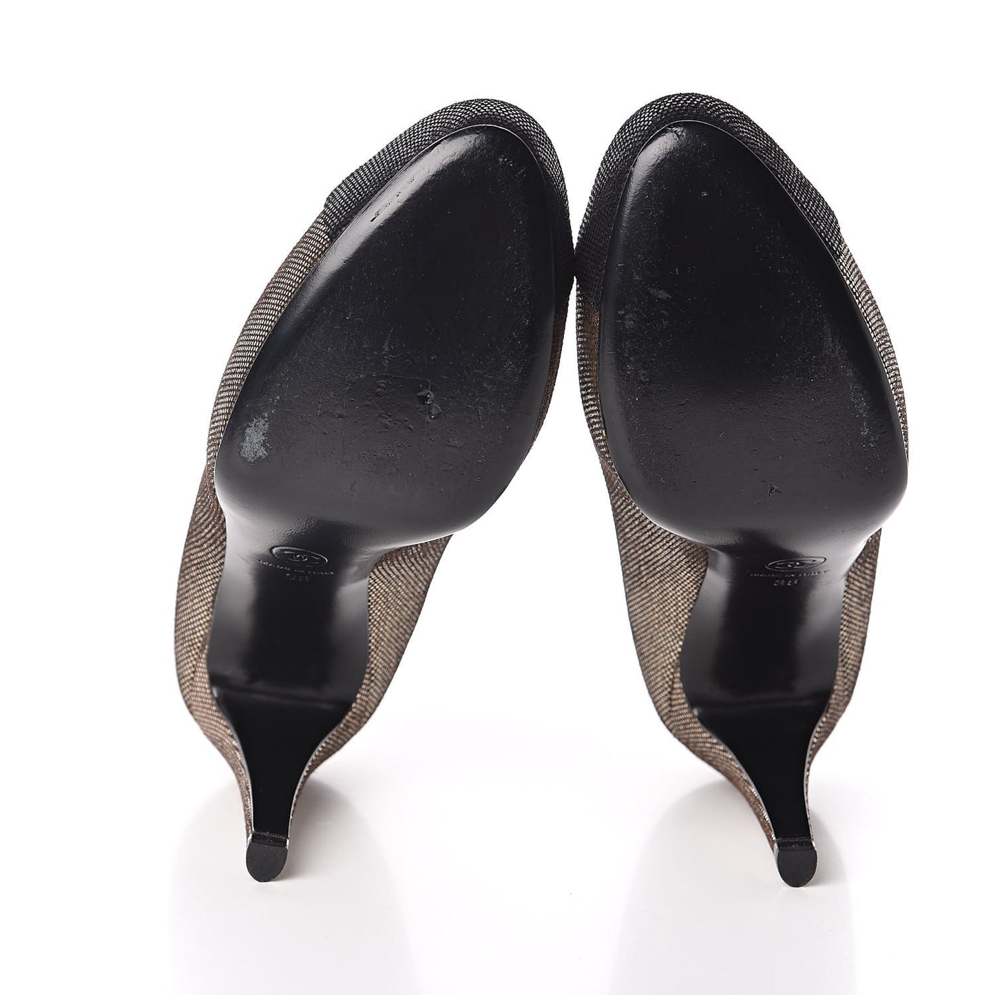 Metallic Fabric CC Cap Toe Pumps 38 Silver Black