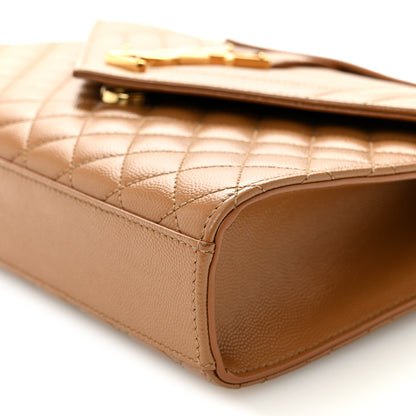 Saint Laurent Grain De Poudre Textured Mixed Matelasse Medium Triquilt Monogram Satchel Dark Cork 9 of 9