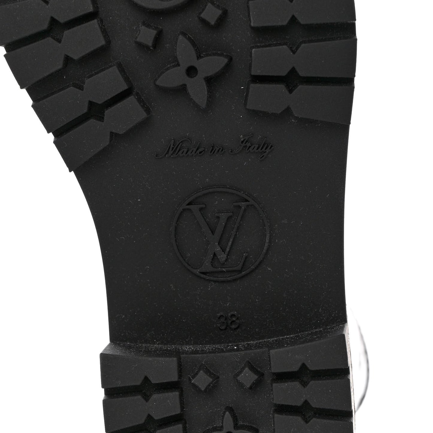Rubber Embossed Monogram Drops Flat Half Boots 38 Black
