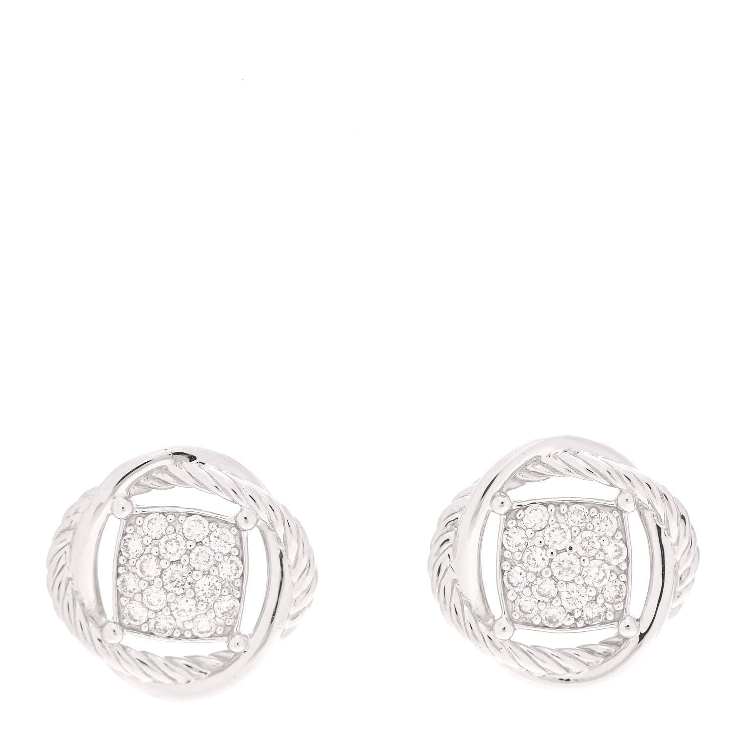 David Yurman Sterling Silver Diamond 13mm Infinity Earrings 1 of 5