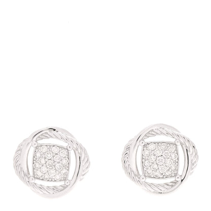 David Yurman Sterling Silver Diamond 13mm Infinity Earrings 1 of 5