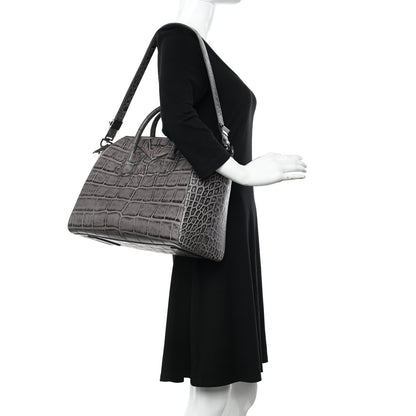 Givenchy Calfskin Crocodile Embossed 3D Stud Medium Antigona Storm Grey 2 of 10