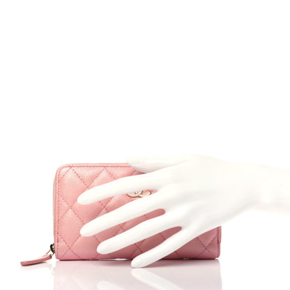 Chanel Iridescent Caviar Quilted Medium Zip Around Wallet Pink 2 of 10
