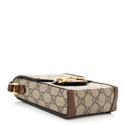 Gucci GG Supreme Monogram Mini Horsebit 1955 Crossbody Bag Beige Brown Sugar 4 of 11