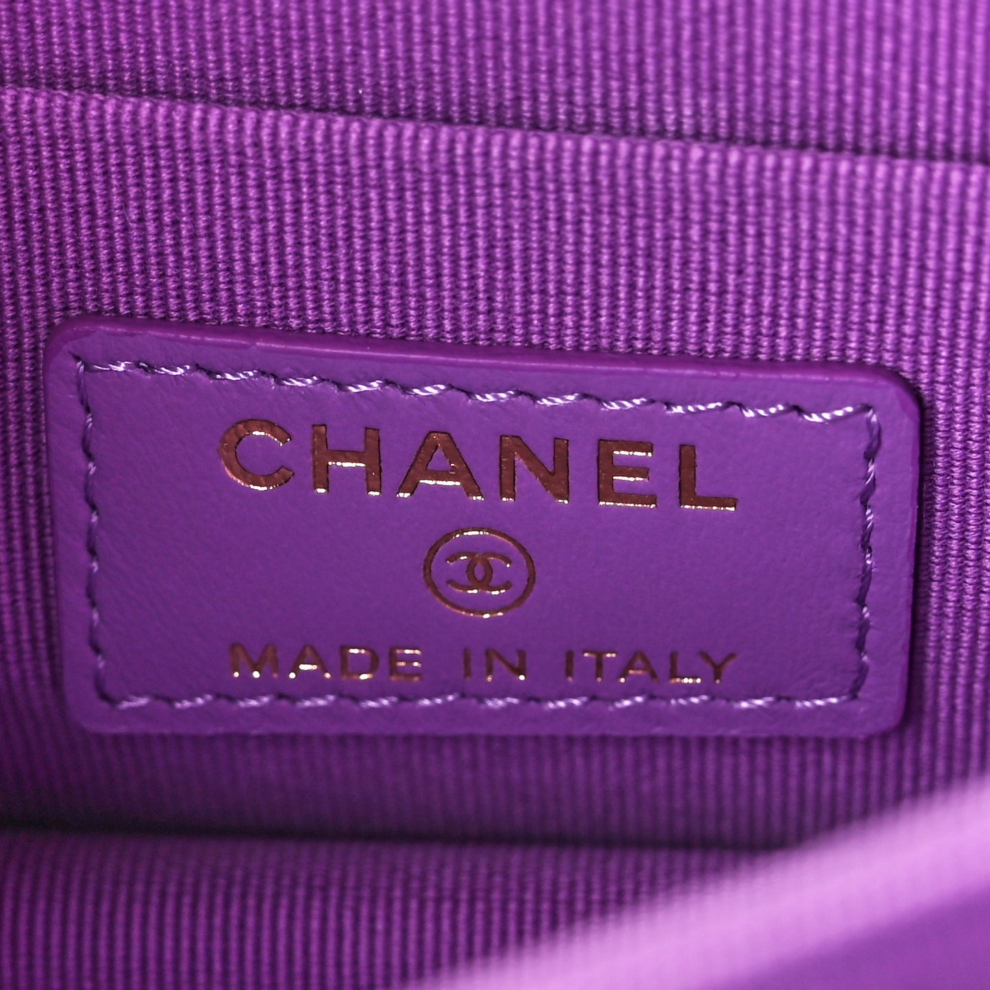 Lambskin Enamel Quilted Pending CC Clutch With Chain Purple