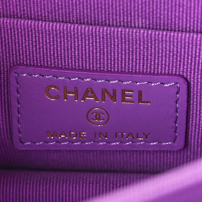 Chanel Lambskin Enamel Quilted Pending CC Clutch With Chain Purple 6 of 10