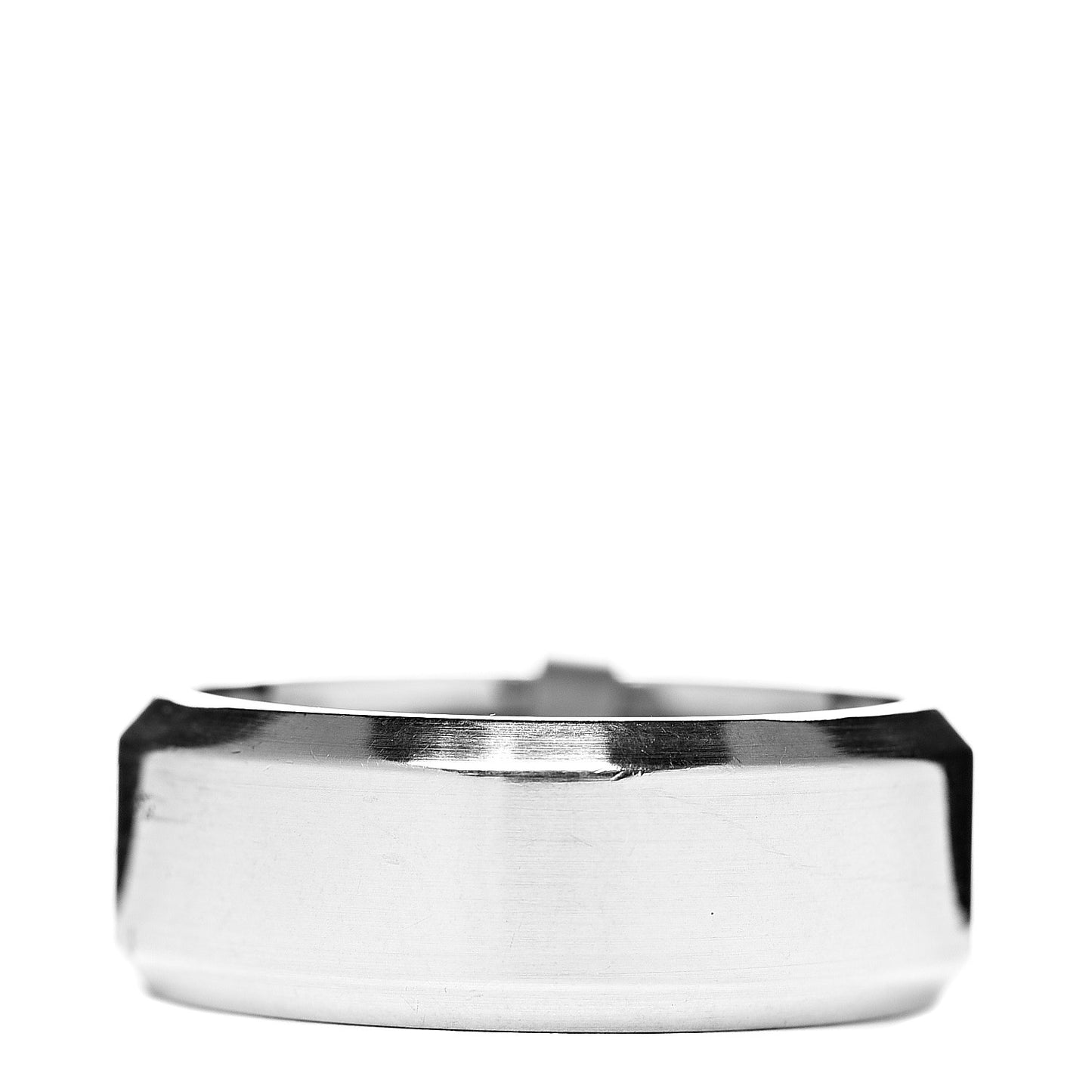 Sterling Silver 8.5mm Beveled Edge Band Ring 62 10