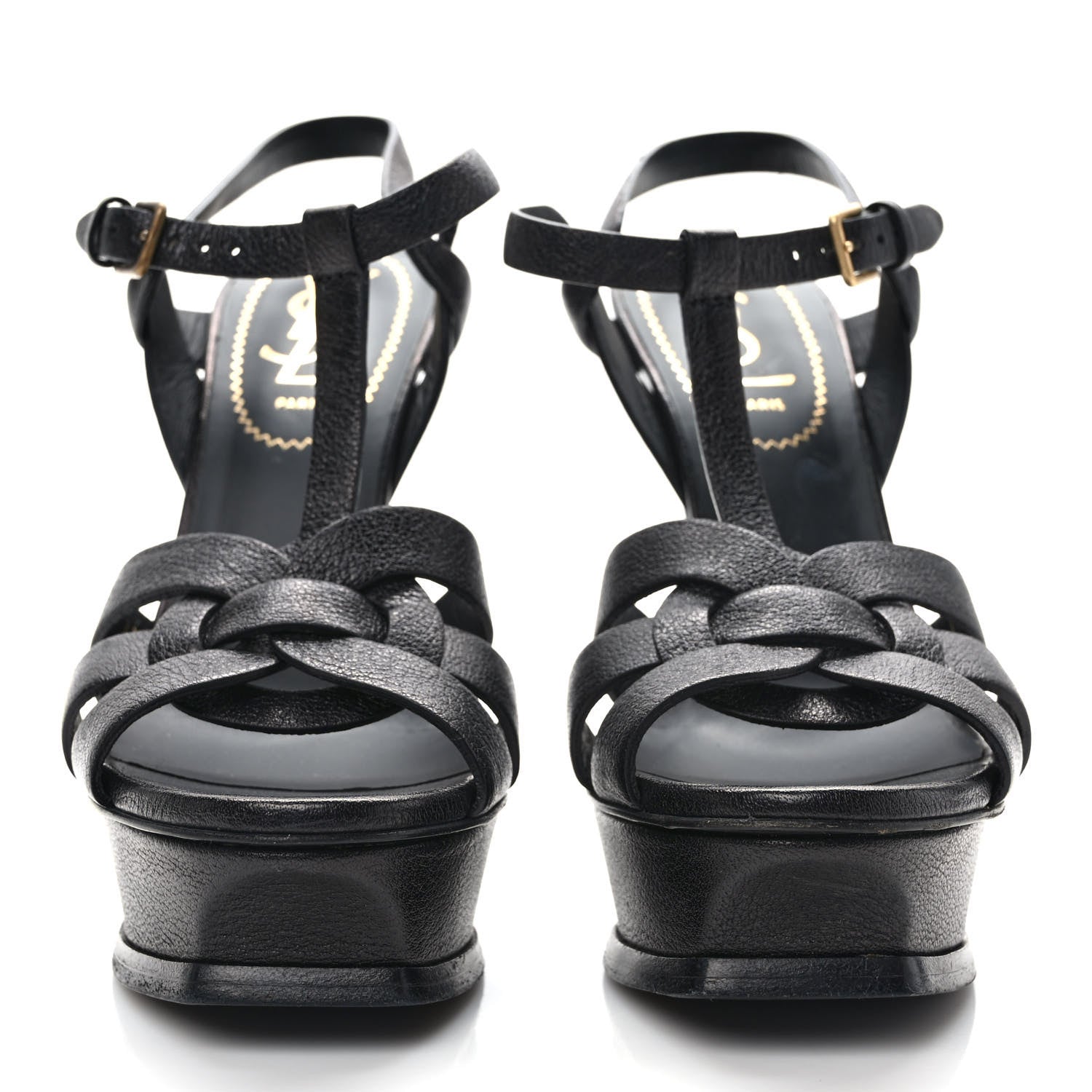 Saint Laurent Goatskin Tribute 105 Platform Sandals 35.5 Black 2 of 7