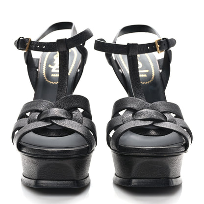 Saint Laurent Goatskin Tribute 105 Platform Sandals 35.5 Black 2 of 7