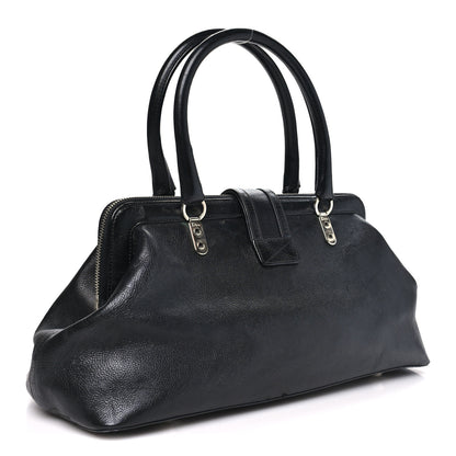 Christian Dior Calfskin Buckle Frame Satchel Black 3 of 10