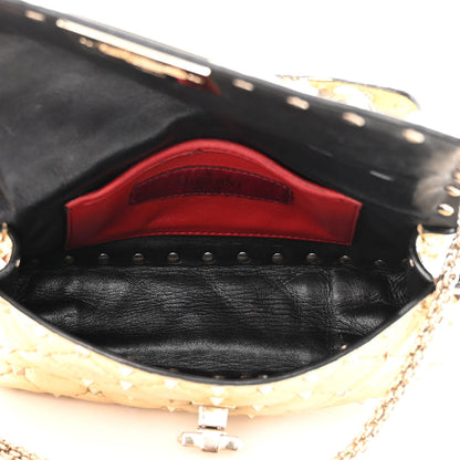 Valentino Garavani Metallic Wrinkled Lambskin Small Rockstud Spike Shoulder Bag Platino 4 of 11