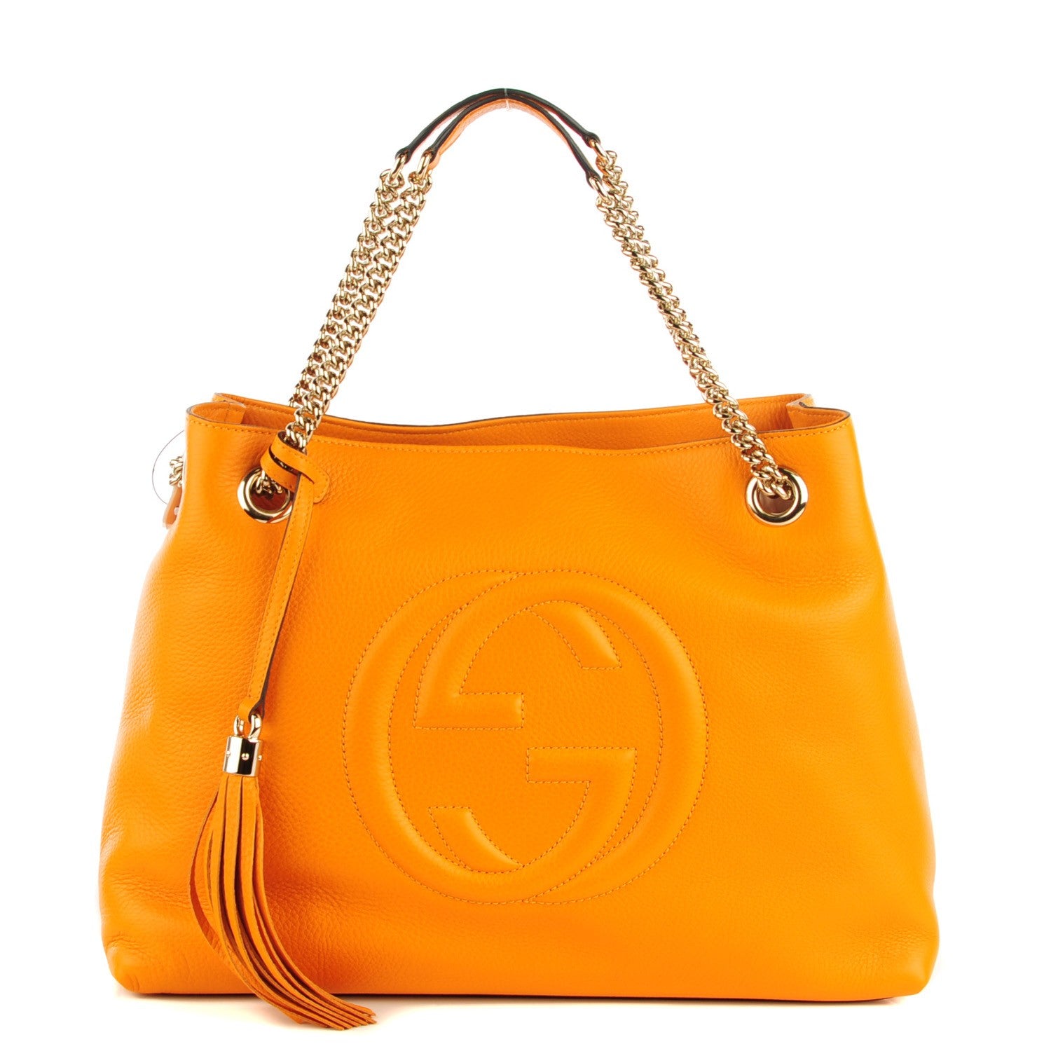 Gucci Pebbled Calfskin Medium Soho Chain Shoulder Bag Curcuma 1 of 7