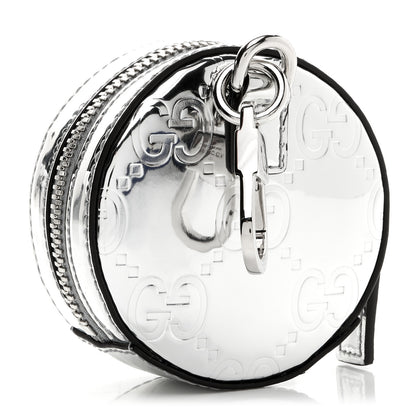 Gucci Guccissima Mirror Effect GG Round Coin Purse Silver 3 of 8