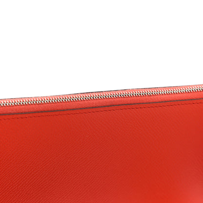 Hermes Epsom Silk'in Wallet Orange Poppy Bleu Saint Cyr 8 of 9