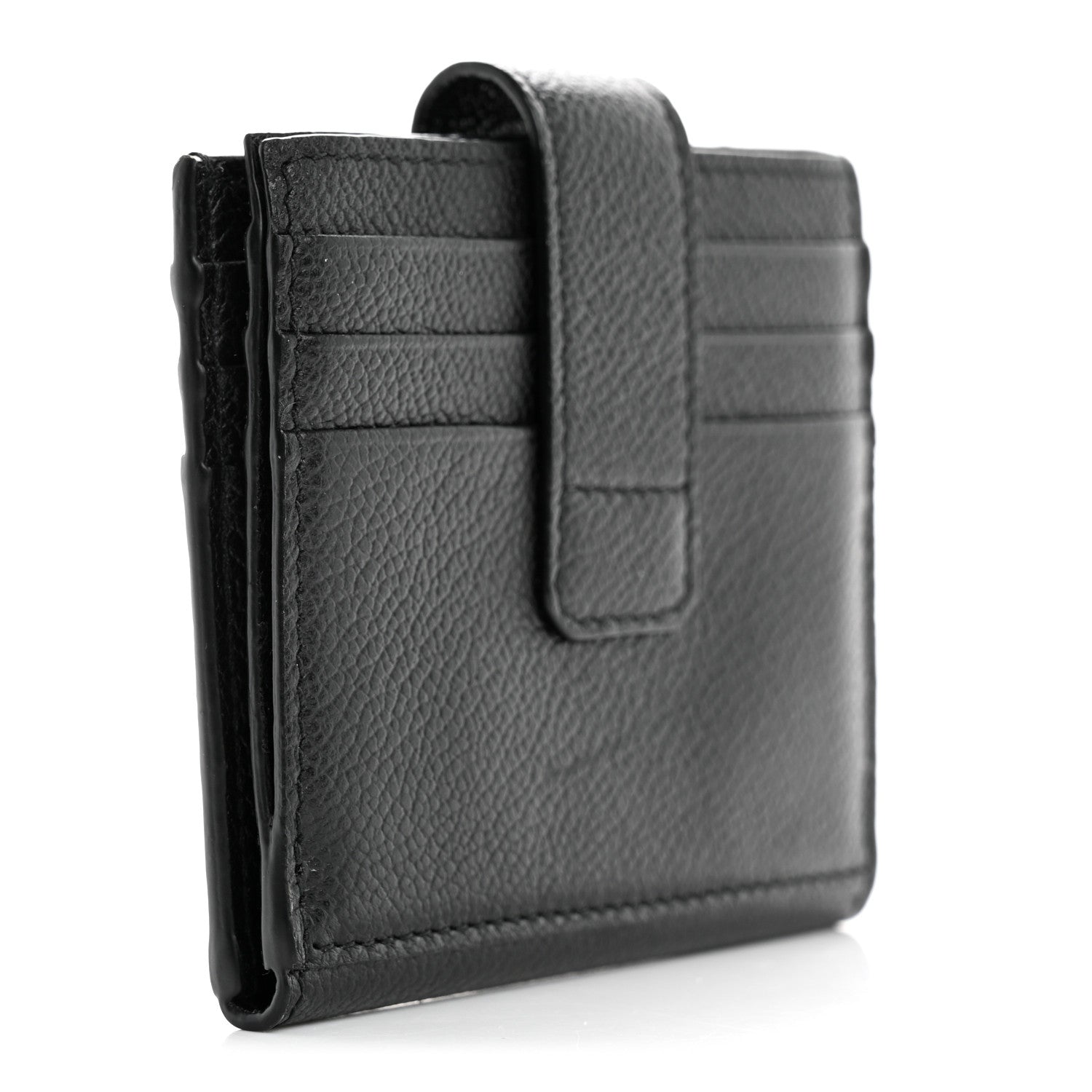 Prada Vitello Micro Grain Bi-Fold Tab Wallet Black Mercurio 3 of 11