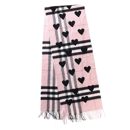 Burberry Cashmere Giant Heart Fringe Scarf Pink 3 of 6