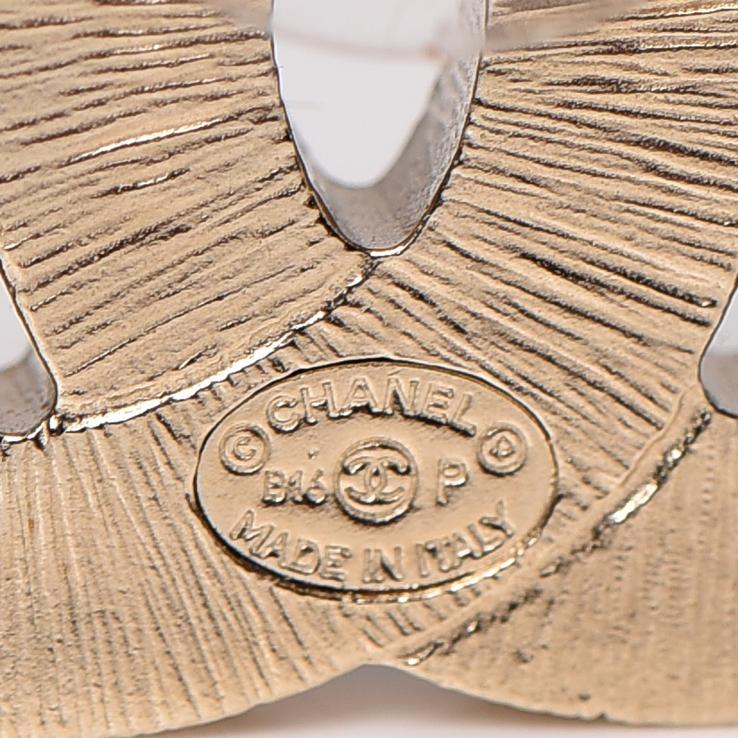 Chanel Metal Quilted CC Earrings Gold White 4 of 5