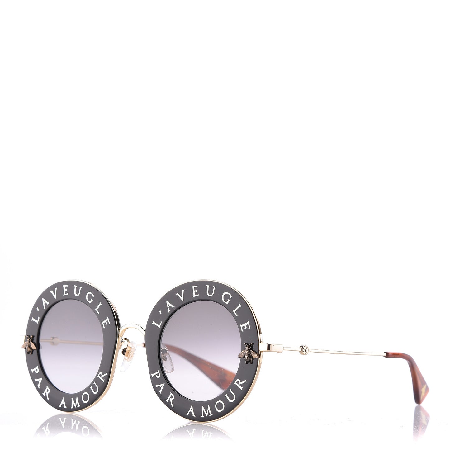 Metal L'Aveugle Par Amour Round Frame Sunglasses GG0113S Black