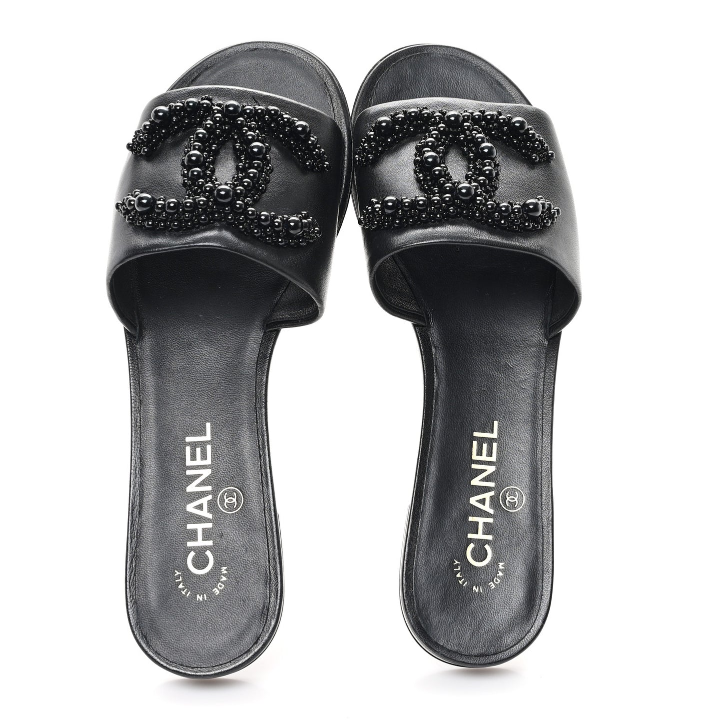 Lambskin Beaded CC Mules 38 Black