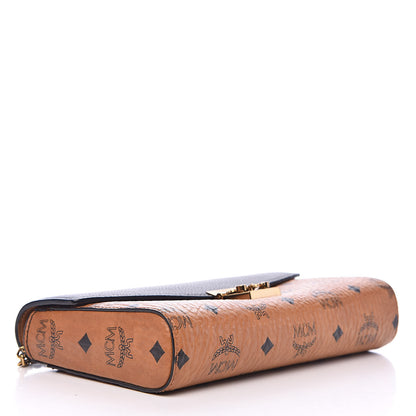 MCM Visetos Calfskin Millie Wallet on Chain Cognac Black 4 of 9