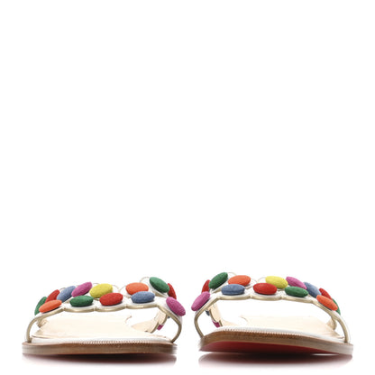 Christian Louboutin Kid Suede Smarta Flat Sandals 38 White Multicolor 3 of 8